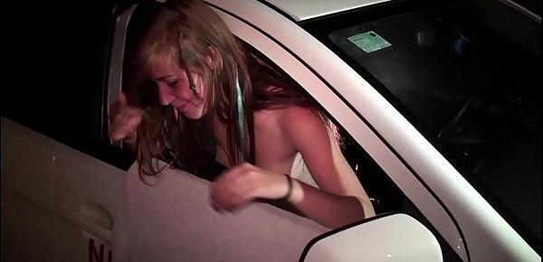  Young teen hottie Alexis Crystal is going to a public sex dogging gang bang orgy